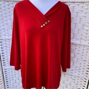 Red Women's lightweight top with four decorative buttons